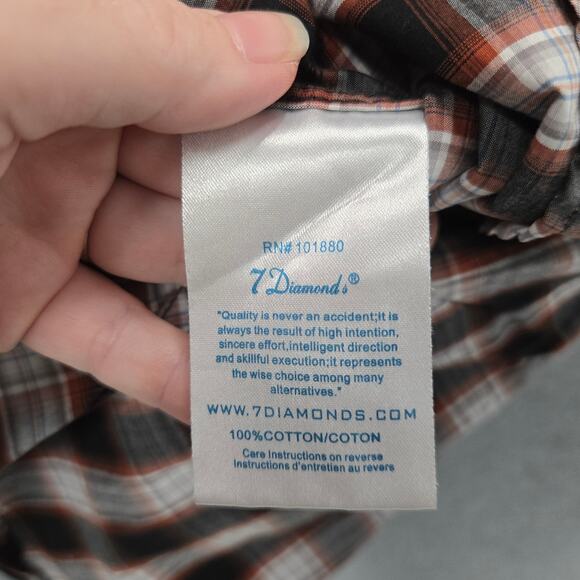 7 Diamonds Brown Plaid Button Front Shirt Size XL - Picture 4 of 5